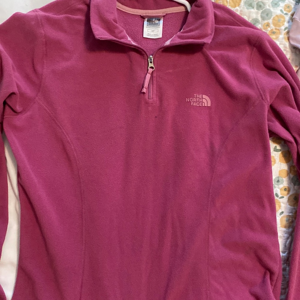 Pink north face zip up size small